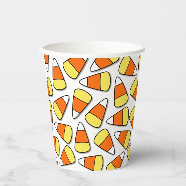 Big Halloween Yellow Orange & White Candy Corn Paper Cups (Front)