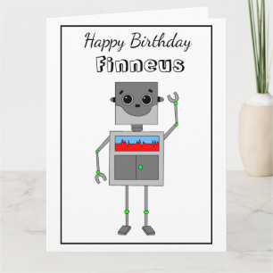 Big Happy Birthday Robot Themed with Colouring Pag Card