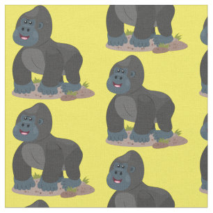 Big happy gorilla cartoon illustration fabric