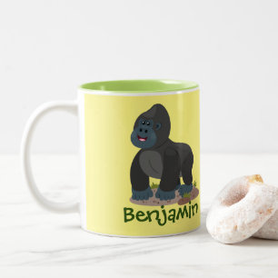 Big happy gorilla cartoon illustration Two-Tone coffee mug