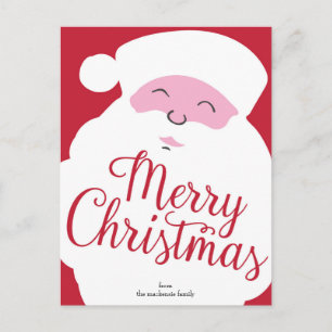 Big Happy Santa - Merry Christmas - Red Holiday Postcard