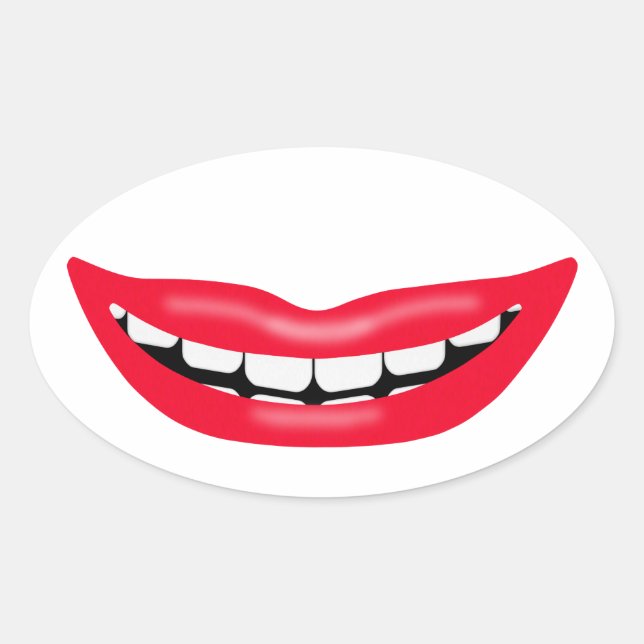 Big Happy Smiling Mouth Oval Sticker (Front)