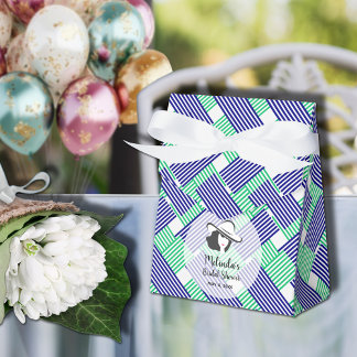 Big Hat Bridal Shower Navy Green Stripes Tent Favor Box