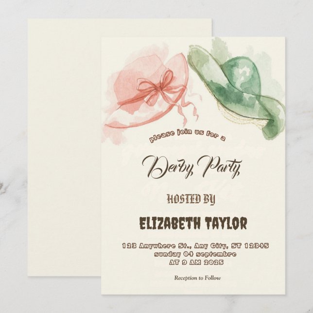 Big Hat Derby Party Invitation (Front/Back)
