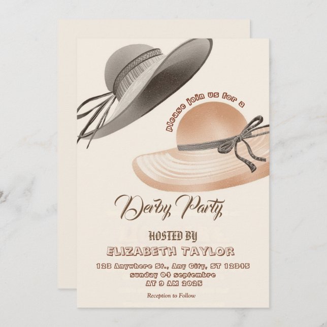 Big Hat Derby Party Invitation (Front/Back)