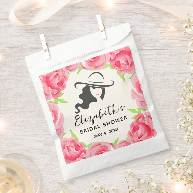 Big Hat Lady Roses Derby Bridal Shower Favour Bag (Clipped)