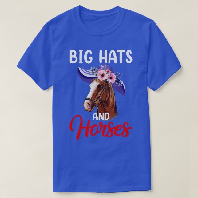 Big Hats And Horses Funny Horse Racing Kentucky Pa T-Shirt (Design Front)