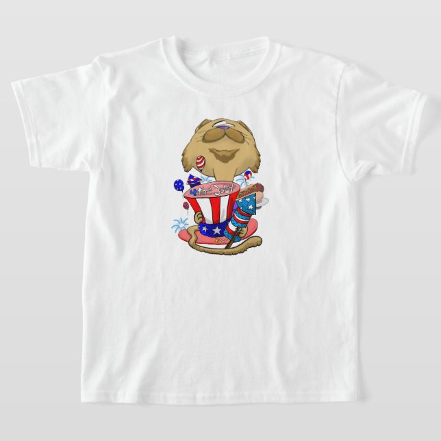 Big Head 4th of July Cat T-Shirt (Laydown)