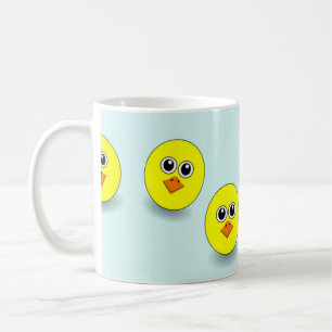 Big head chick on blue coffee mug