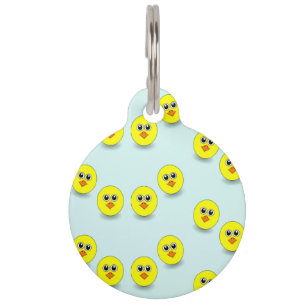Big head chick on blue pet tag