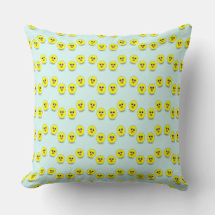 Big head chick on blue throw pillow