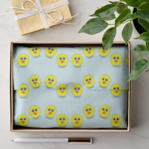 Big head chick on blue tissue paper