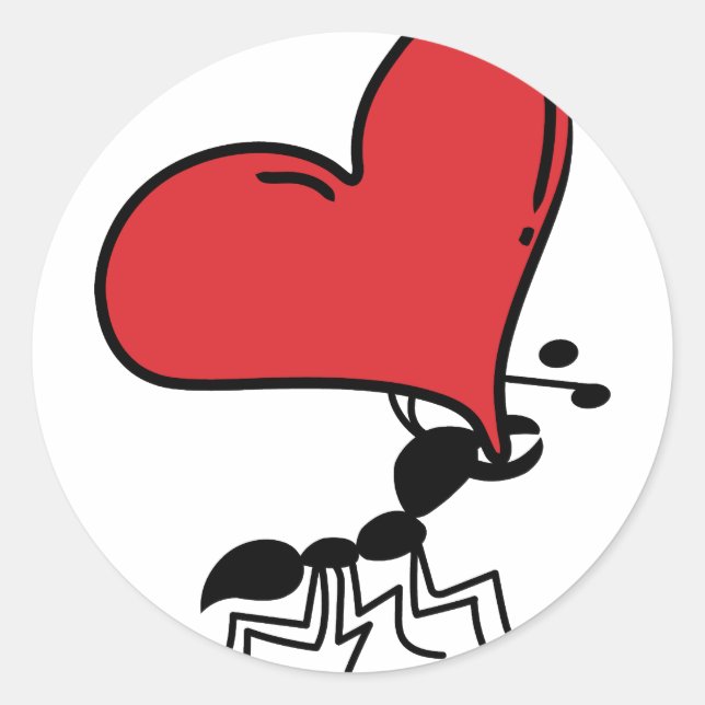 Big Heart Ant, Lots of Love Ant Classic Round Sticker (Front)