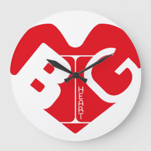 Big heart/Corazon Grande love by Masanser pixelat Large Clock