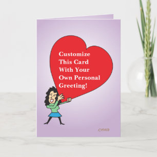 Big Heart Custom Greeting Card With Cartoon Girl 3