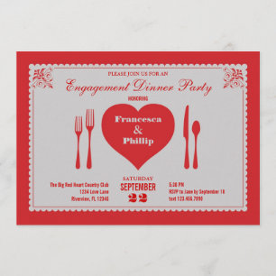 Big Heart Engagement Dinner Party Invitation