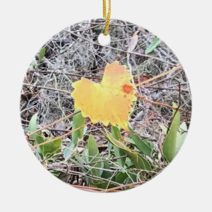 Big Heart Leaf with Red Dot personalized ornament