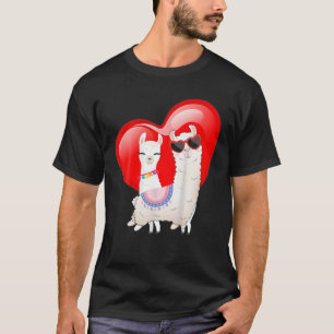 Big Heart Llama - Heart Glasses Llama Valentines D T-Shirt
