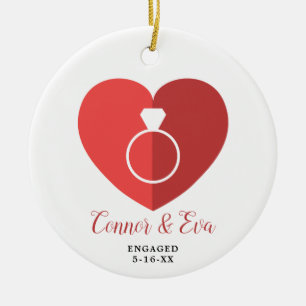 Big Heart Personalized Newly Engaged Engagement Ceramic Ornament