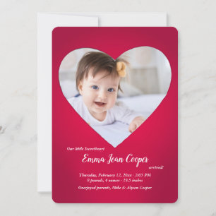 Big Heart Photo Birth Announcement