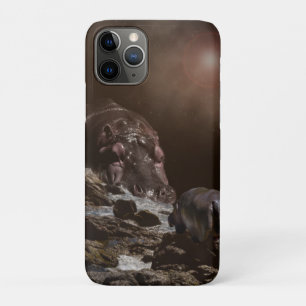 **"Big Heart, Tiny Love: A Giant Hippo’s Affection iPhone 11 Pro Case