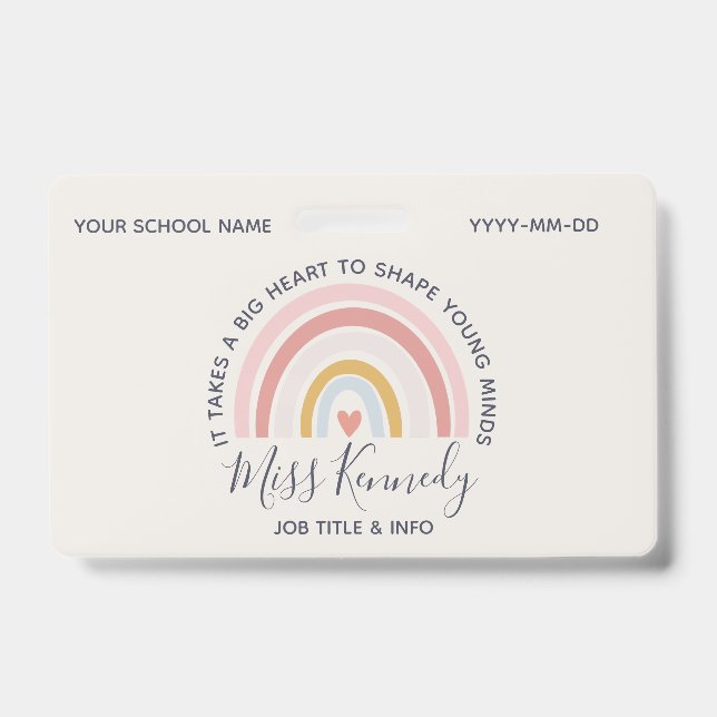 Big Heart to Shape Young Minds Teacher Badge (Front)