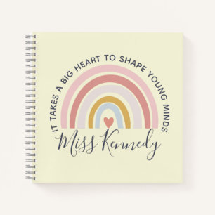 Big Heart to Shape Young Minds Teacher Blush Pink Notebook