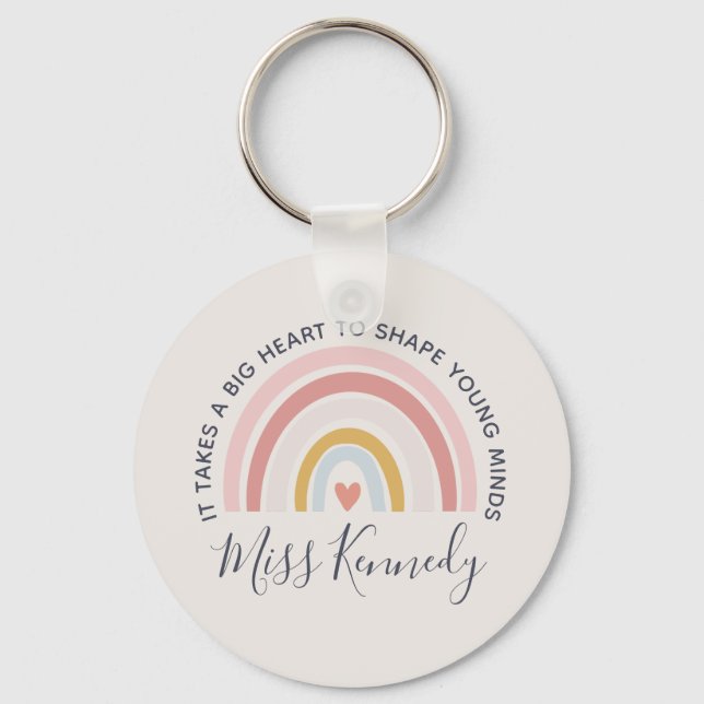 Big Heart to Shape Young Minds Teacher Gift Keychain (Front)