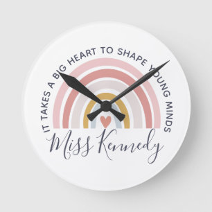 Big Heart to Shape Young Minds Teacher Round Clock
