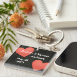 Big Hearts Couples Names/Wedding Date Keychain<br><div class="desc">Big hearts. Couples' names/wedding date.</div>