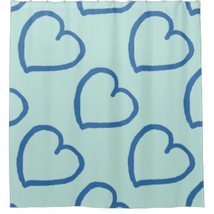 Big hearts design denim blue on light blue