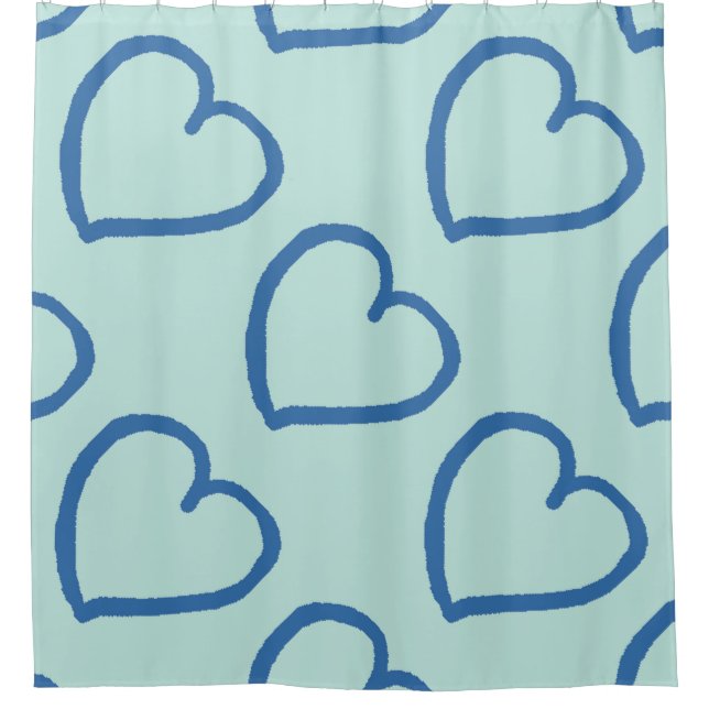 Big hearts design denim blue on light blue (Front)