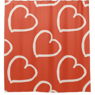 Big hearts pattern pink on red