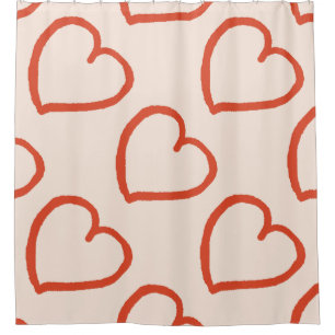 Big hearts pattern red on pink