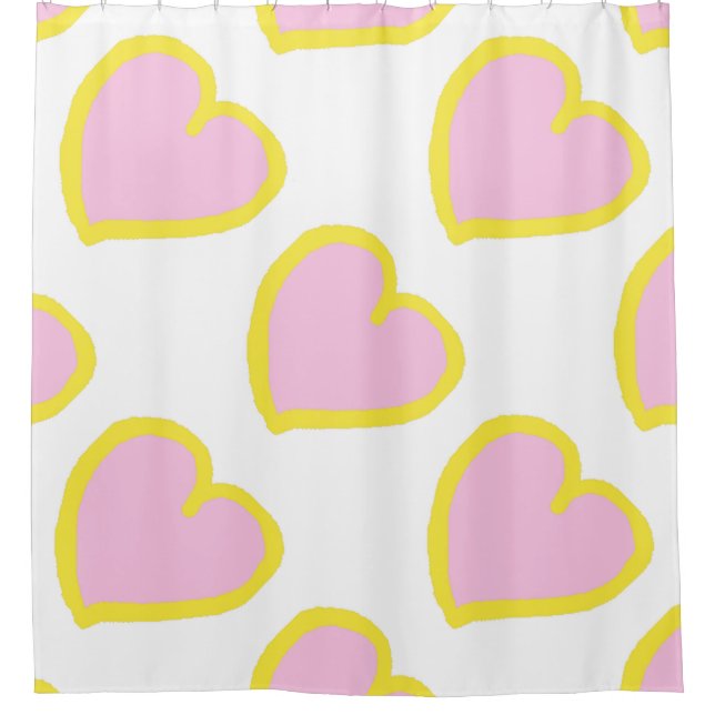 Big hearts pattern yellow pink on white (Front)