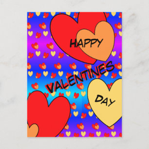Big Hearts Valentines Day Cust. BG Colour Postcard