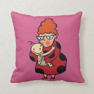 Big Hello Hugs from Auntie in Red Throw Pillow
