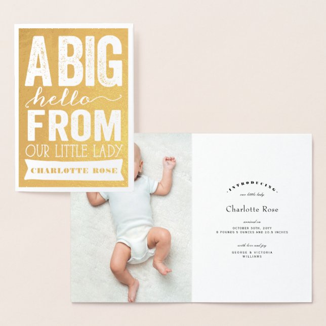Big Hello Little Lady Baby Girl Faire-part de nais (Affichage)