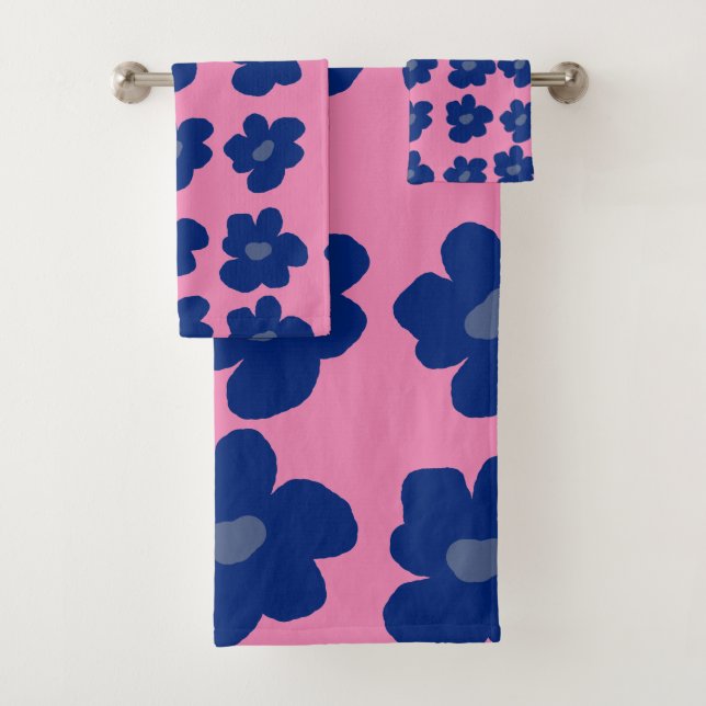Big Hippie Blue Flowers  Bath Towel Set (Insitu)