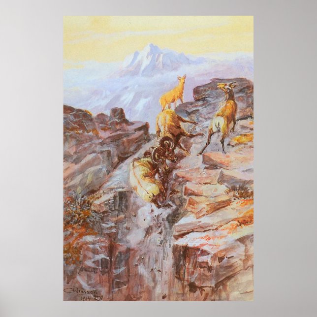 Big Horn Sheep by Charles M Russell Poster (Front)