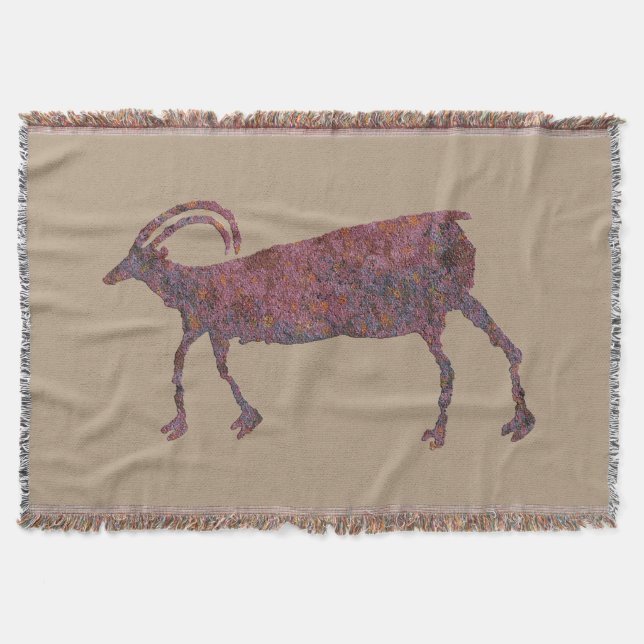 Big Horn Sheep Petroglyph Throw Blanket (Front)