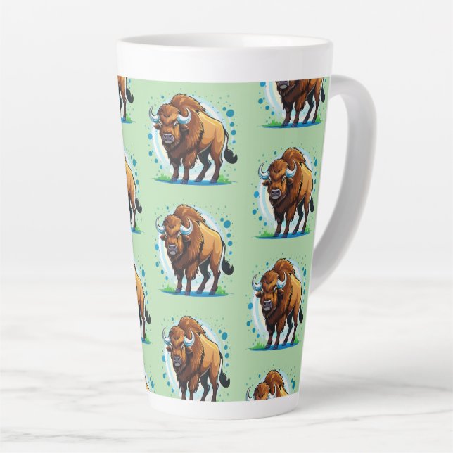 big horned bison latte mug (Right Angle)