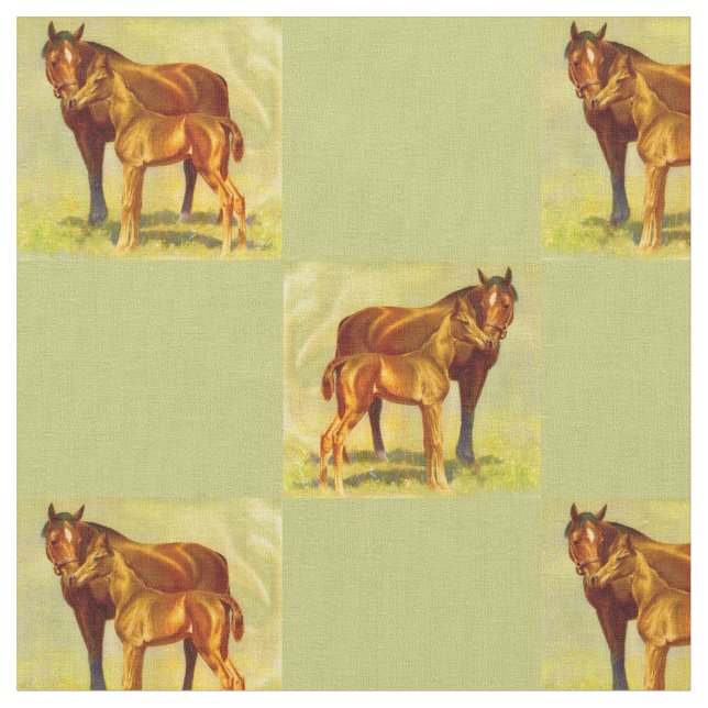 big horse little horse print fabric (Close Up)
