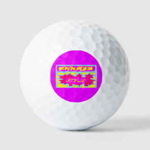 Big hot colours pink sky blue lemon  golf balls