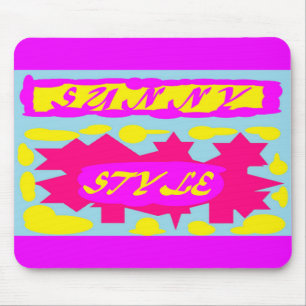 Big hot colours pink sky blue lemon mouse pad