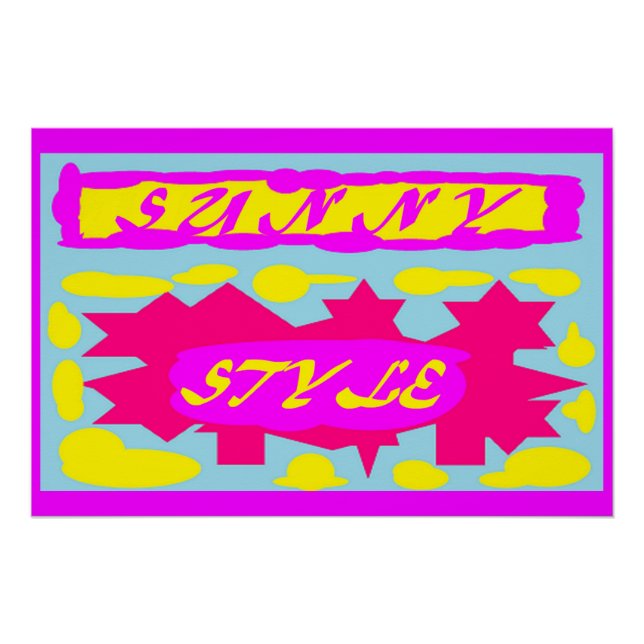 Big hot colours pink sky blue lemon  poster (Front)
