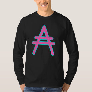 Big Hot Pink Cardano's Ada Symbol With Aqua Blue S T-Shirt