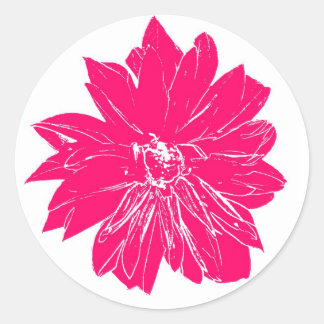 Big hot pink flower classic round sticker