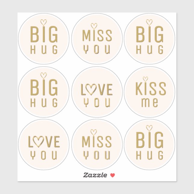 Big Hug and Miss You and Kiss Me Labels (Sheet)