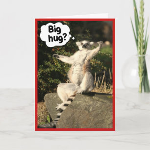 Big Hug Lemur Greeting Card Template